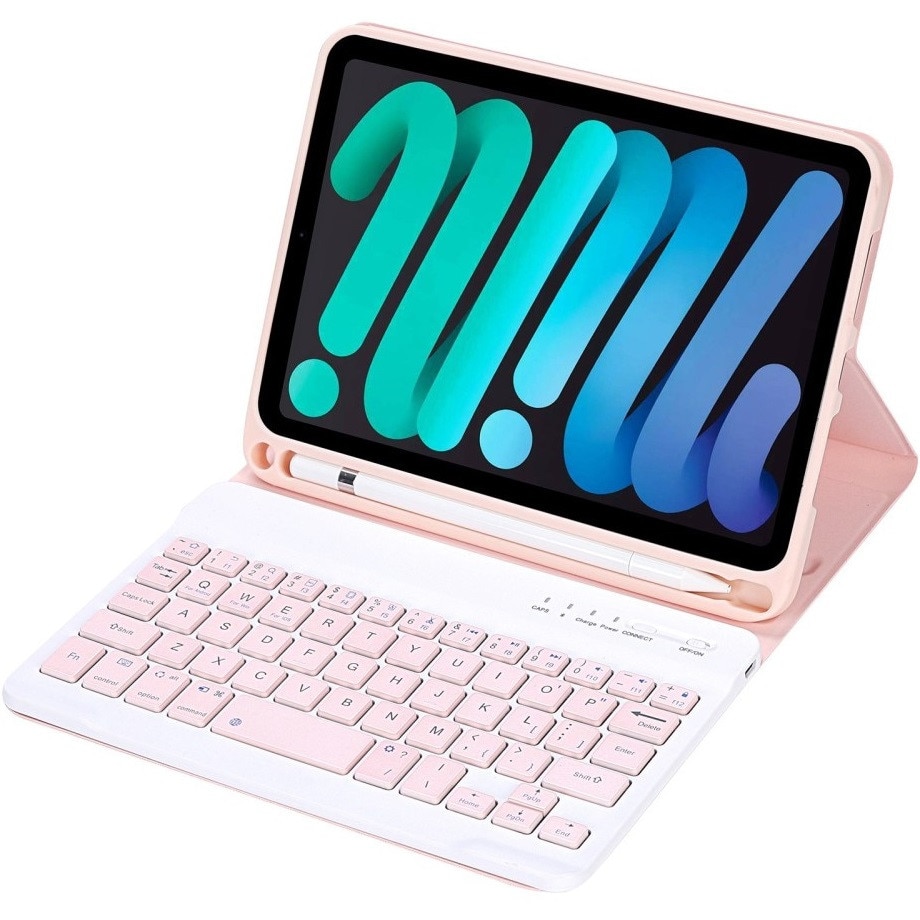 Husa tableta cu tastatura, XGSM, 2 in 1, roz, pentru iPad mini 8.3" 2021/2024