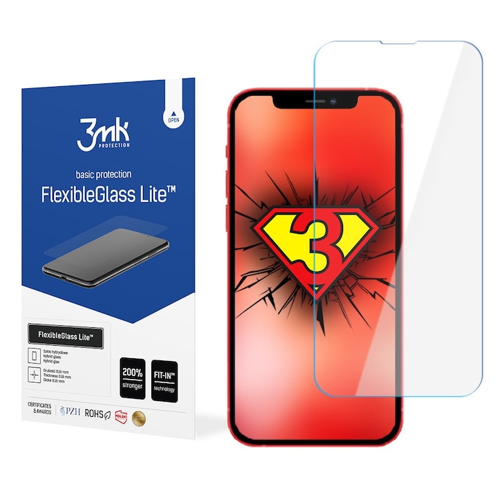 Folie de sticla compatibila cu iPhone 13 / 13 Pro, 3MK, Sticla, Transparent