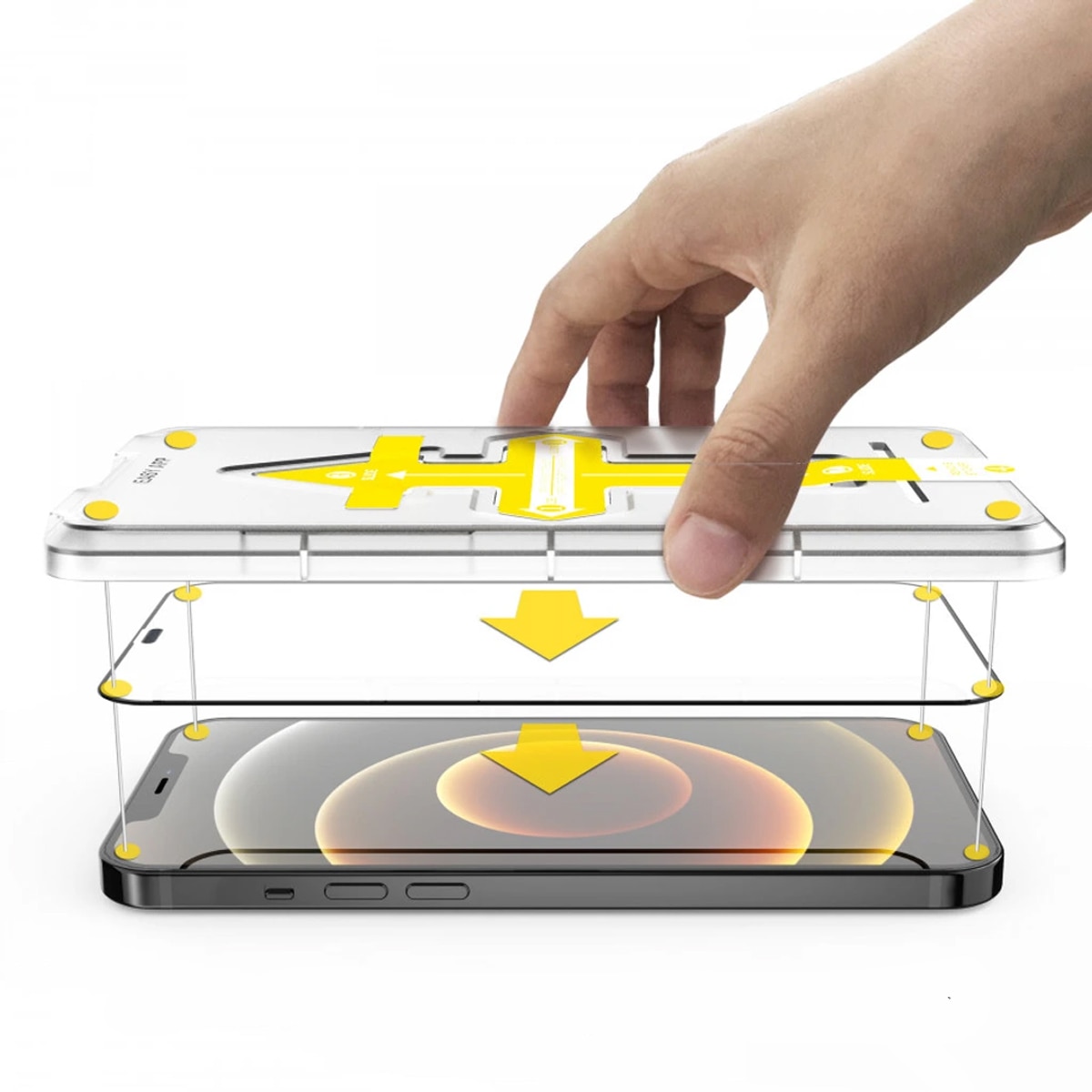 Set doua Folii de Protectie Daden® instalare usoara din Sticla Temperata Premium pentru iPhone 14 Pro, Kit instalare rapida, Easy App, Protectie Profesionala, Ultra Rezistenta, Calitate Premium
