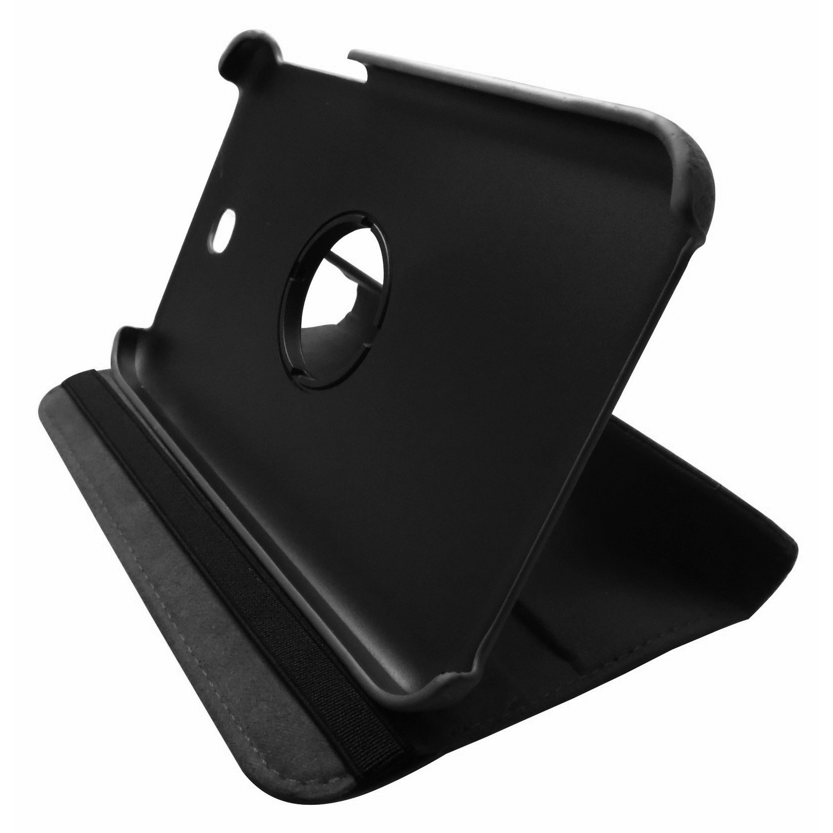 Husa tip carte neagra rotativa cu stand pentru Samsung Galaxy Tab 3 P3200 (SM-T211), P3210 (SM-T210)