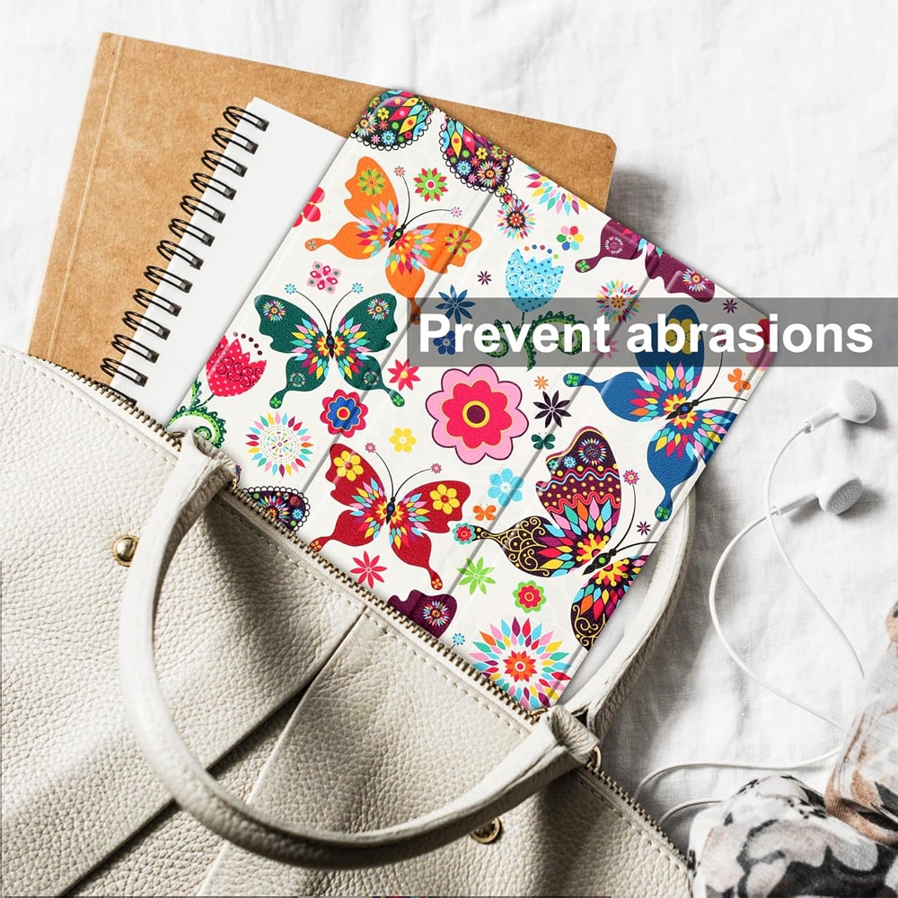 Husa tableta din piele pentru Samsung Galaxy Tab A11+ Plus, Protectie Completa, Functie de Stand, Alb/Multicolor