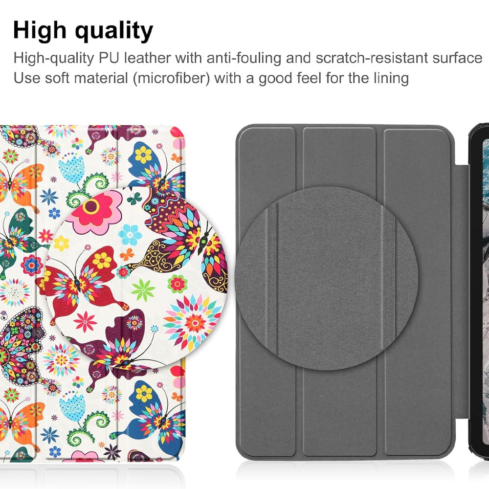 Husa tableta din piele pentru Samsung Galaxy Tab A11+ Plus, Protectie Completa, Functie de Stand, Alb/Multicolor