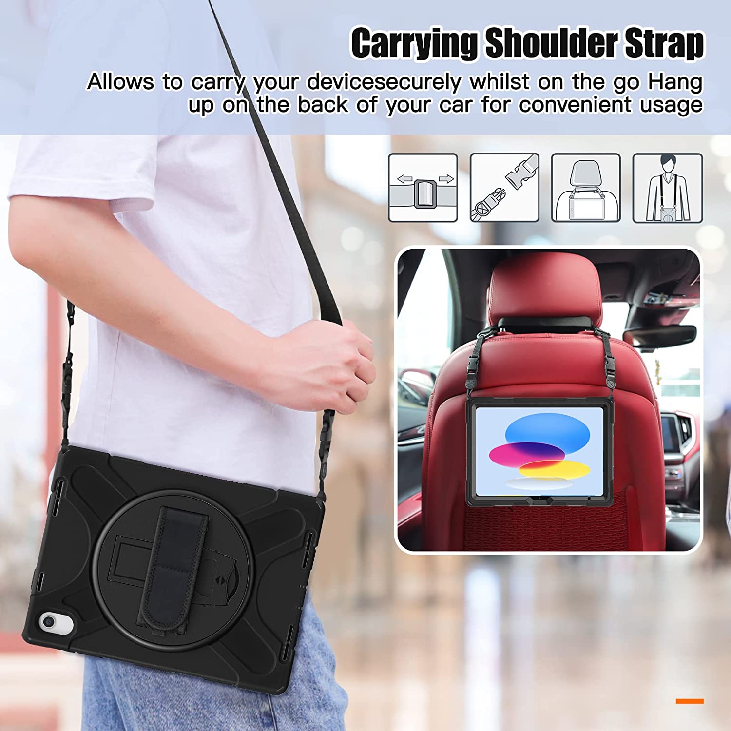 Pachet 360: Husa cu folie integrata pentru iPad 11 2025 iPad 10 2022 Shockproof Armor de tip stand