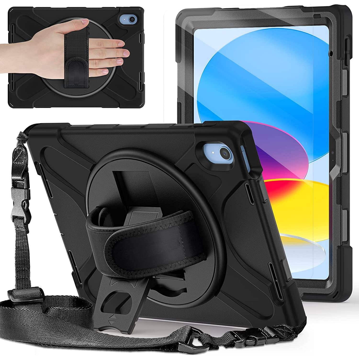 Pachet 360: Husa cu folie integrata pentru iPad 11 2025 iPad 10 2022 Shockproof Armor de tip stand