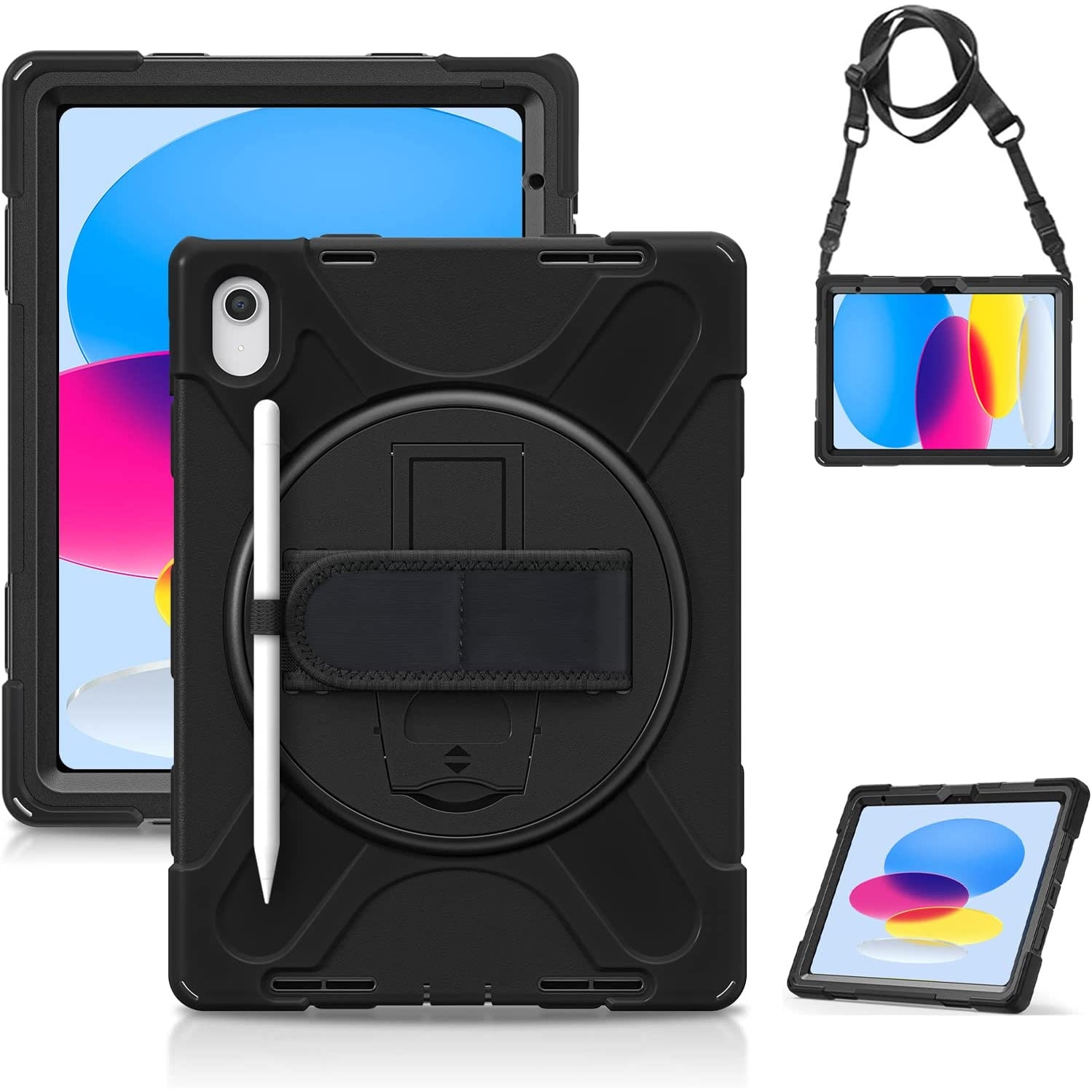 Pachet 360: Husa cu folie integrata pentru iPad 11 2025 iPad 10 2022 Shockproof Armor de tip stand