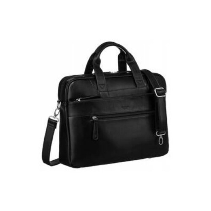 Geanta laptop, Peterson, 14 inch, ecologica, cu multiple compartimente, neagra