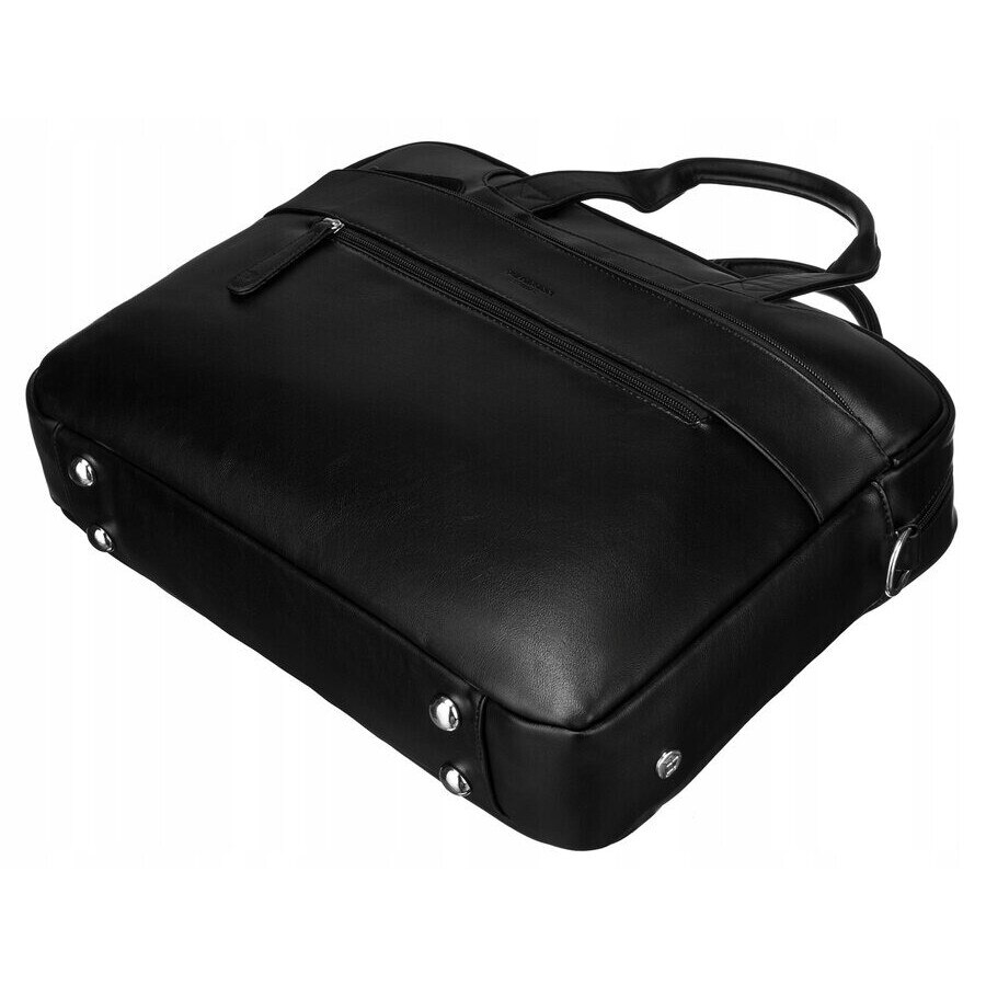 Geanta laptop, Peterson, 14 inch, ecologica, cu multiple compartimente, neagra