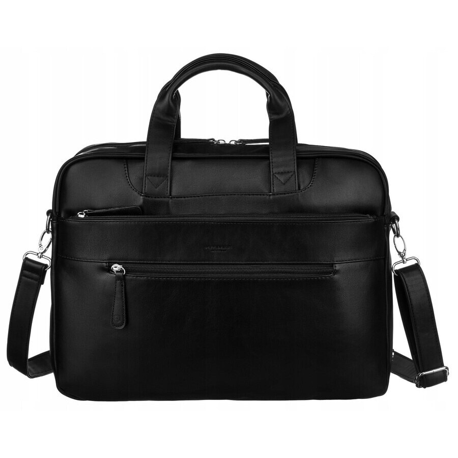 Geanta laptop, Peterson, 14 inch, ecologica, cu multiple compartimente, neagra
