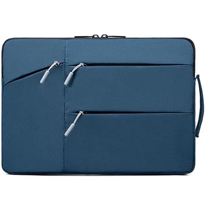 Geanta pentru Laptop 13", Aspect Business, 4 Buzunare, Textil rezistent, Bleumarin