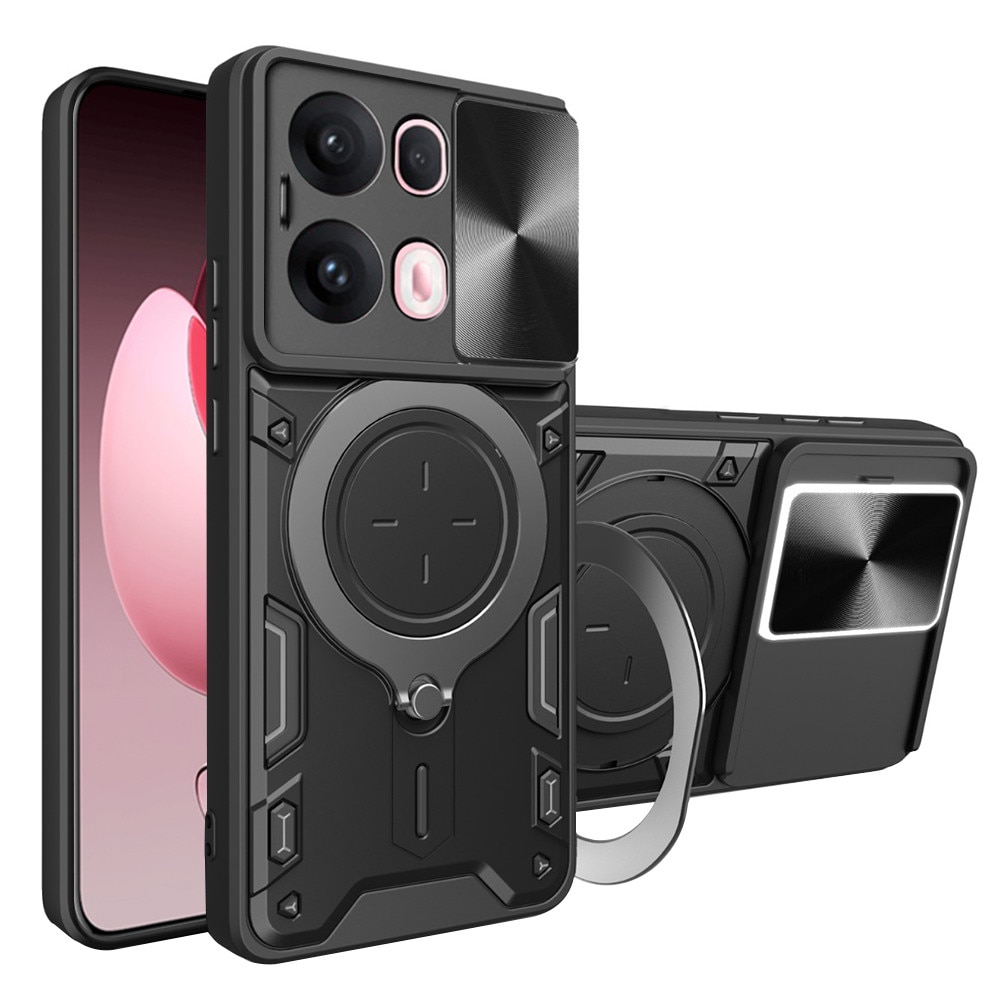 Husa pentru Oppo Reno 13 Pro cu protectie pentru camera si suport magnetic integrat Ring Shockproof Negru