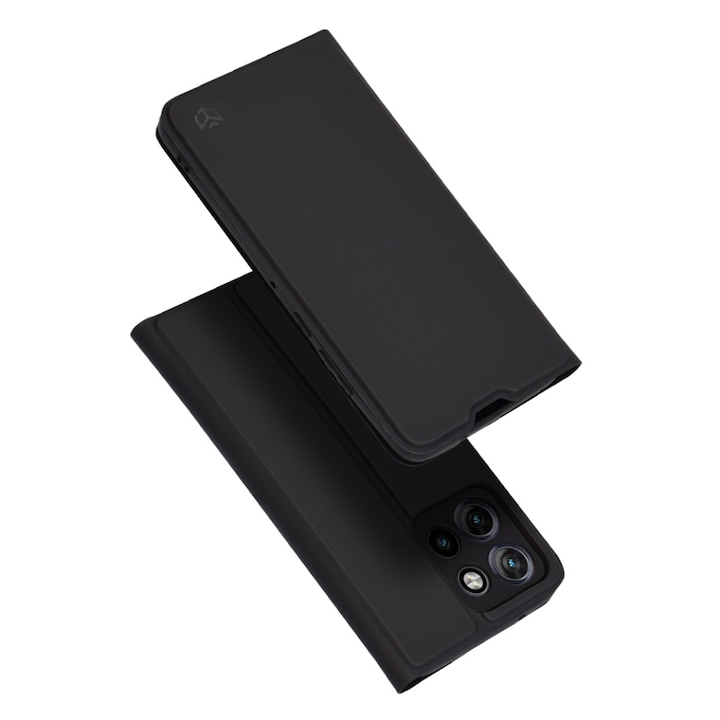 Husa pentru Motorola Edge 50 Neo, SKYDDAR INNOVATION, Magskin Book, tip Carte cu Portofel Interior, set cu sticker, Negru