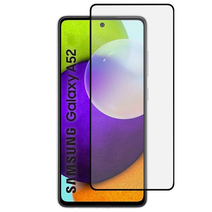 Folie Protectie Display pentru Samsung Galaxy A52 4G / A52 5G, Hibrid Sticla&Ceramica, Full Glue, Negru