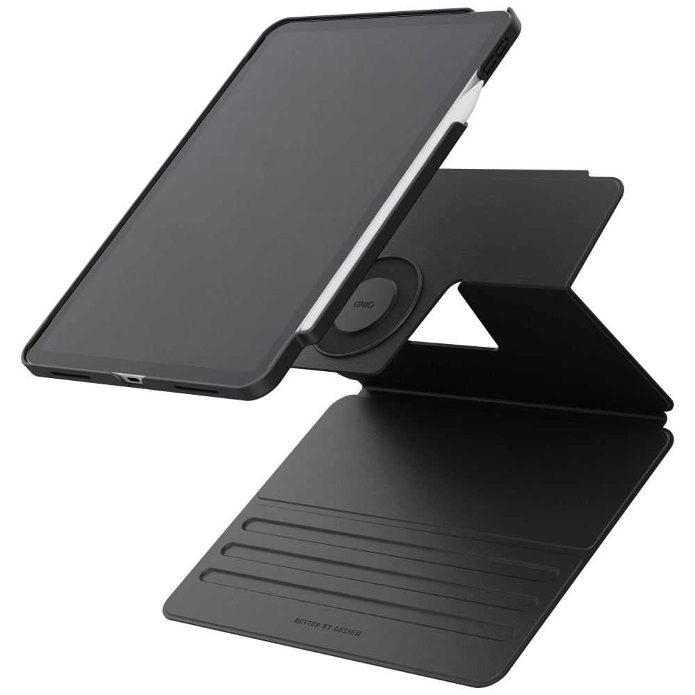 Etui de protectie UNIQ Rovus Snapmount cu functie de suport, rotire 360°, negru, pentru iPad Air 11" (M2/M3) / iPad Air 10.9" (2022/2020)