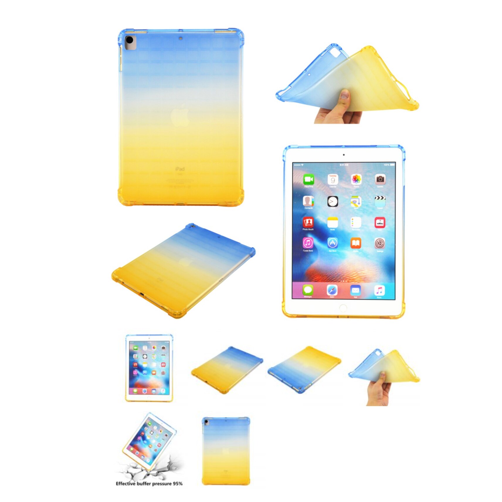 Protectie premium din silicon pentru Apple iPad 10.2 (2019-2020), Galben-Albastru