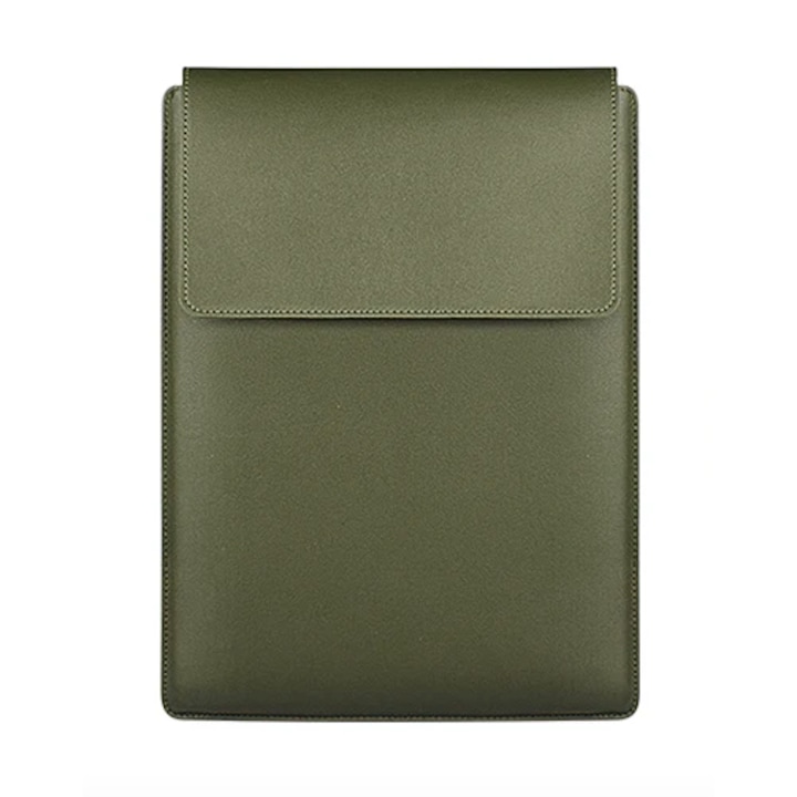 Husa universala pentru MacBook din piele, cu suport si zona mousepad, Verde