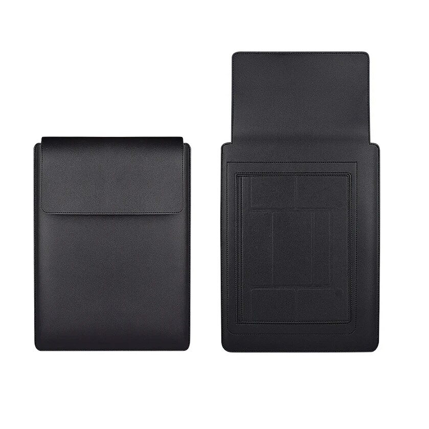 Husa universala pentru MacBook din piele, cu suport si zona mousepad, Negru
