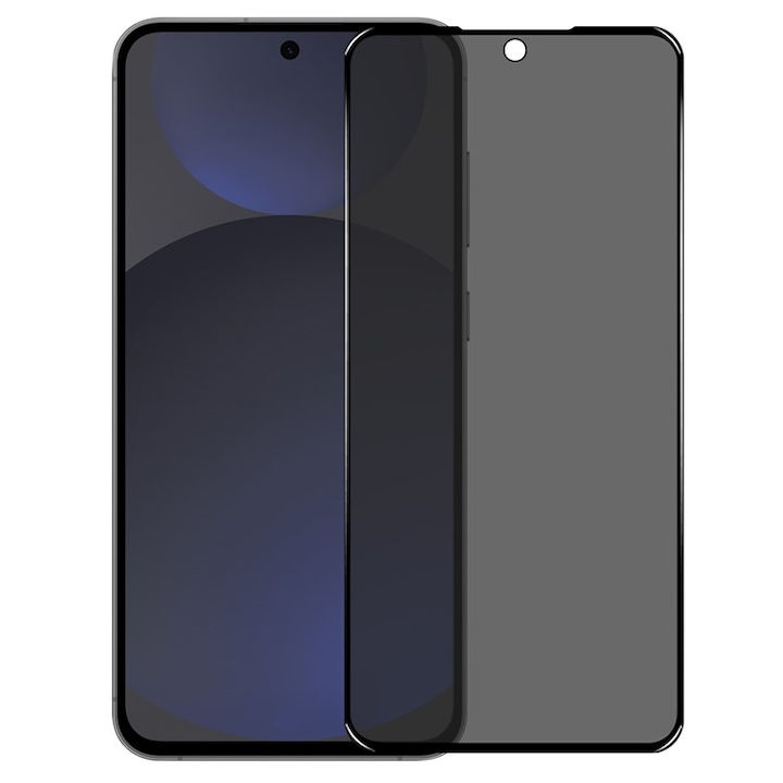 Protector de sticlă Privacy pentru Samsung Galaxy S25 5G, Efect de întunecare, Transparent/Negru