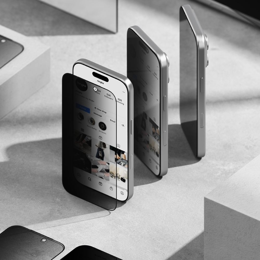 Set 2 folii sticla securizata Ringke Easy Slide Privacy compatibil cu iPhone 17, Kit montare inclus, Transparent