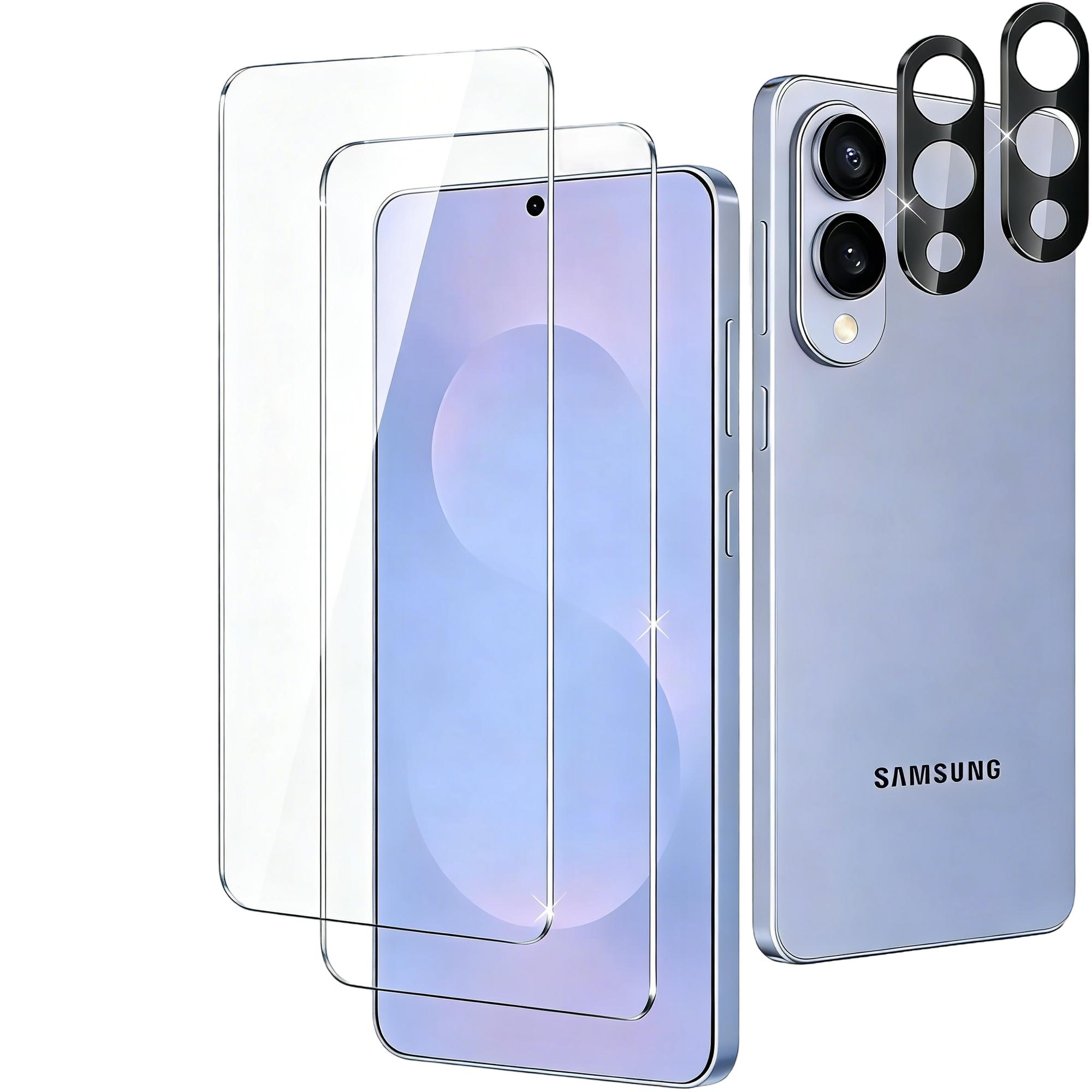 Folie protectie ecran si camera compatibila cu Samsung Galaxy S25 Edge, set 2+2, sticla securizata, transparenta/neagra, 9H, 0.33mm
