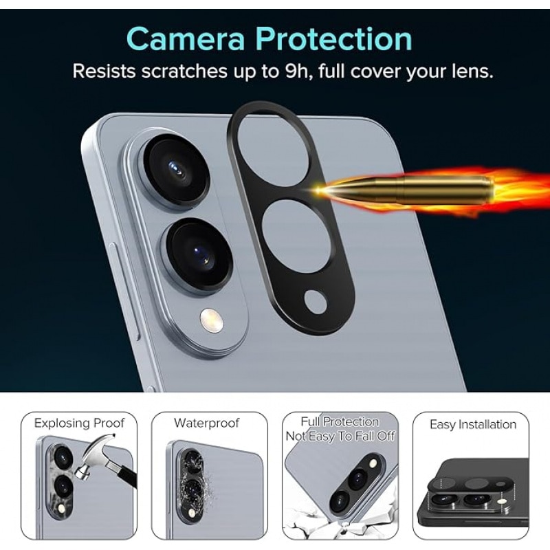 Folie protectie ecran si camera compatibila cu Samsung Galaxy S25 Edge, set 2+2, sticla securizata, transparenta/neagra, 9H, 0.33mm