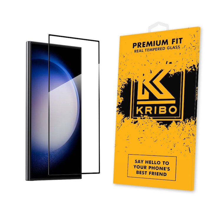 Folie sticla securizata pentru Samsung S24 Ultra, Deblocare Prin Amprenta, Kribo Premium Fit, Transparenta HD, Protectie Ecran Premium, Full Cover, Full Glue