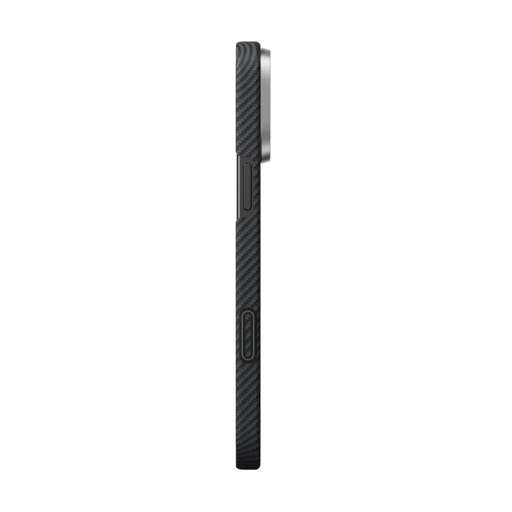 Husă PITAKA ultra-subtire pentru iPhone 16 Pro, neagră/gri, material aramidă, rezistentă la zgârieturi