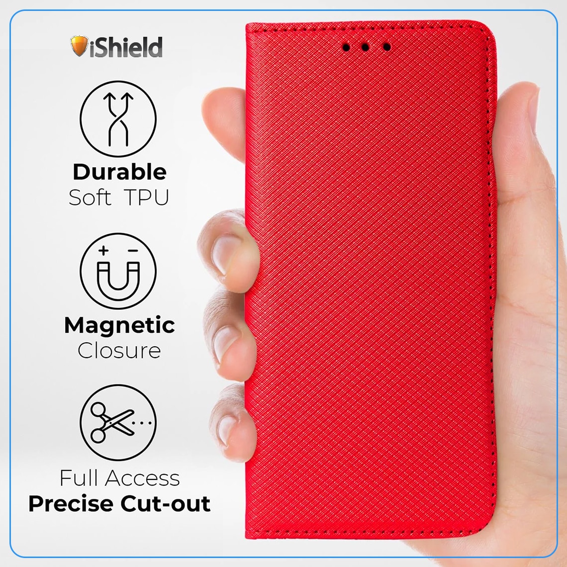 Husa Flip pentru Honor Magic 7 Lite, tip carte cu inchidere magnetica, compartiment pentru carduri, functie Stand, Rosie