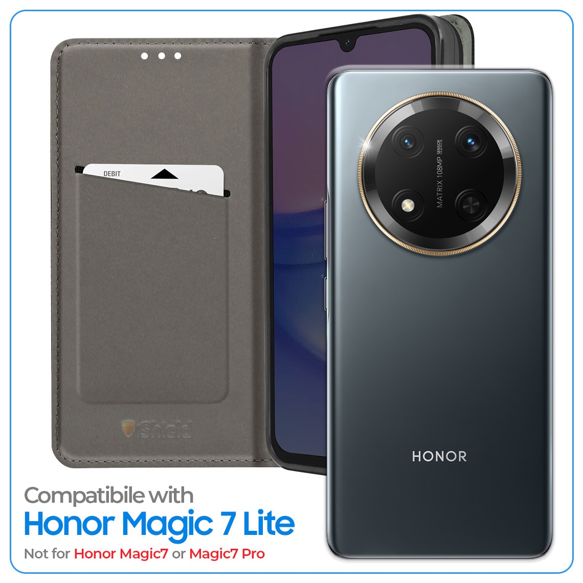 Husa Flip pentru Honor Magic 7 Lite, tip carte cu inchidere magnetica, compartiment pentru carduri, functie Stand, Rosie
