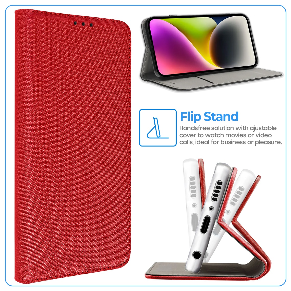 Husa Flip pentru Honor Magic 7 Lite, tip carte cu inchidere magnetica, compartiment pentru carduri, functie Stand, Rosie