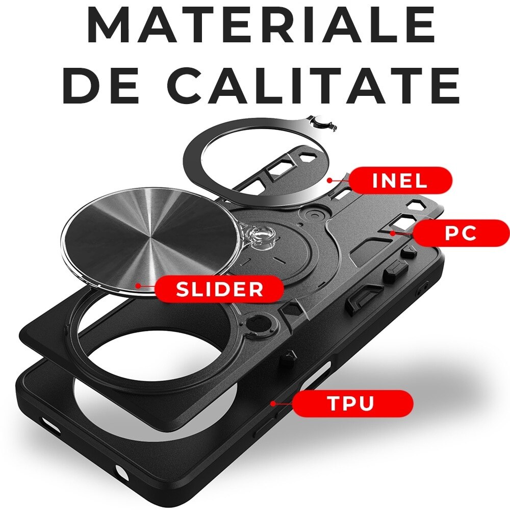 Husa pentru Honor Magic 7 Lite, CamGuard Pro Kickstand, Slider Camera, Antisoc, Protectie Superioara, Albastru