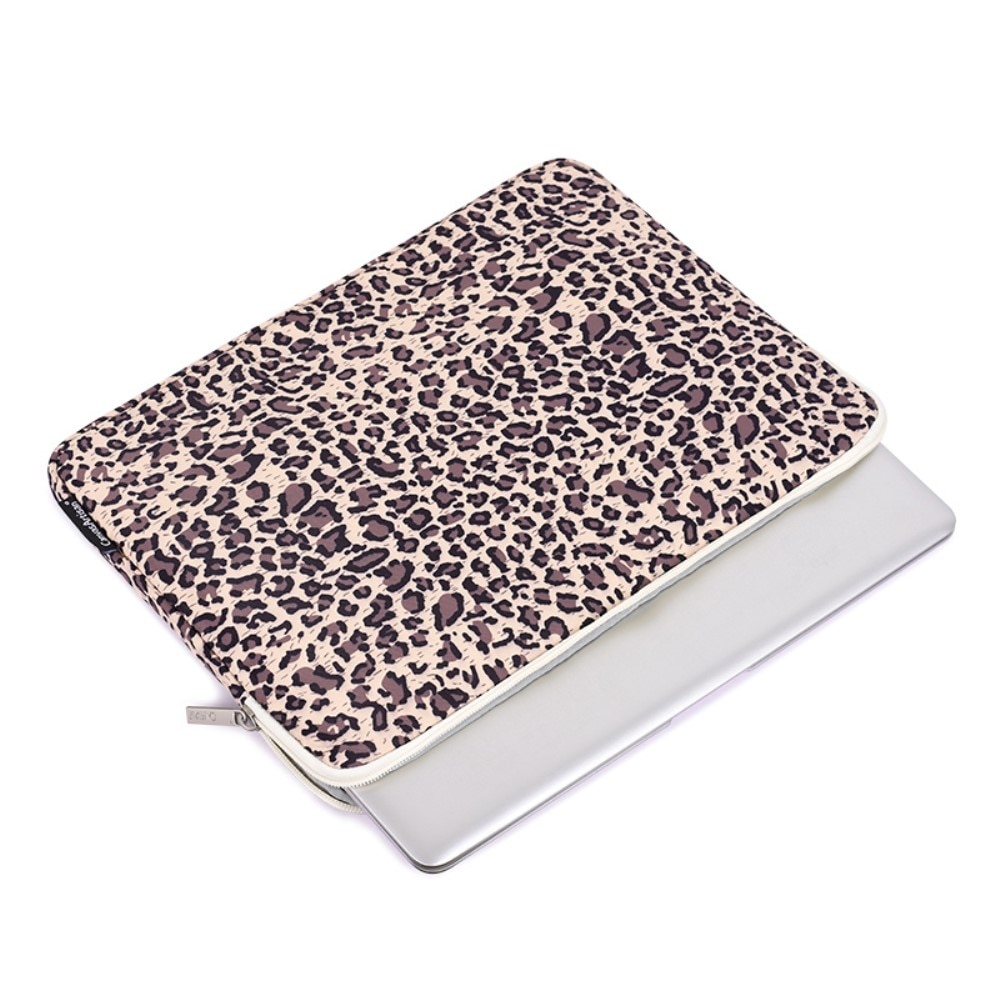 Etui laptop 13", Zolte, motiv panterki, cu torba suplimentara, 330x231x24mm