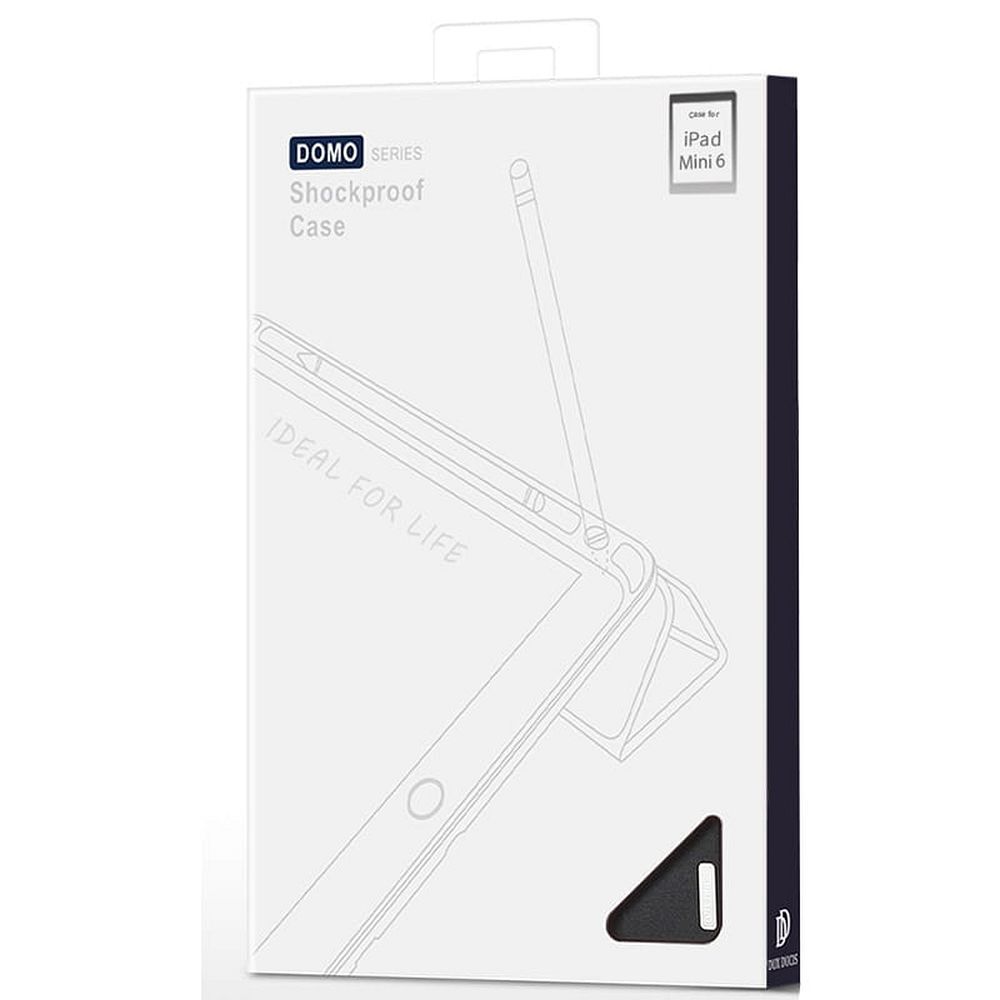 Husă tabletă compatibilă cu iPad mini 7 2024 - DUX DUCIS DOMO, husă neagră rezistentă la șocuri, cu suport pentru creion