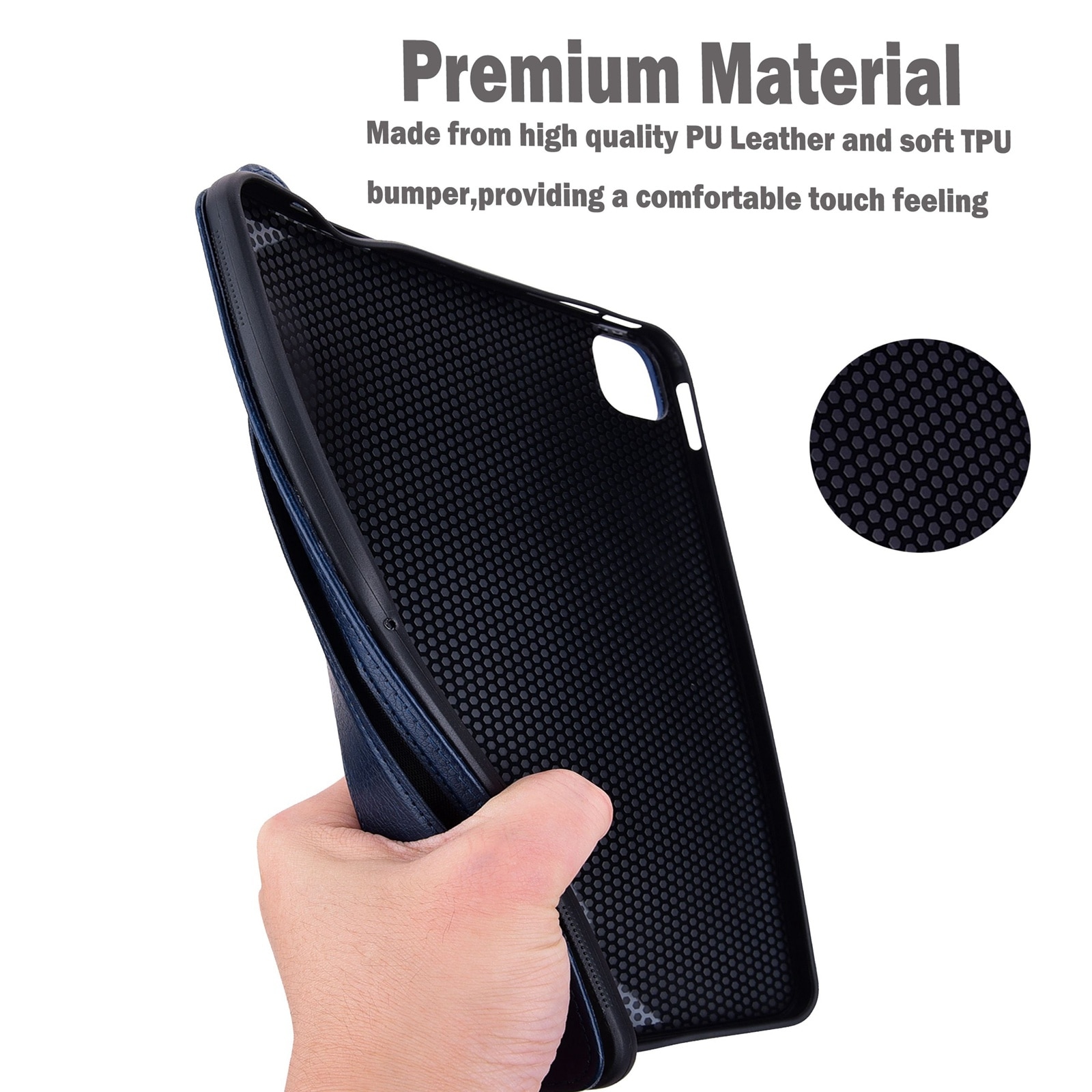 Husa tableta pentru Huawei MatePad SE 11 2024, spate din piele TPU, cu bentita de mana, albastru inchis