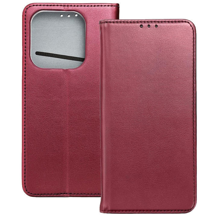 Husă de telefon compatibilă cu Xiaomi Redmi Note 14 5G, tip carte, cu închidere magnetică, cu suport pentru card bancar, bordo, Smart Magnetic