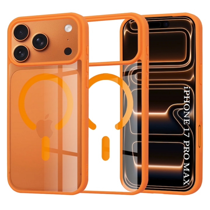 Husa cu decupaj mare, pentru IPhone 17 Pro Max, protectie completa, contur Portocaliu