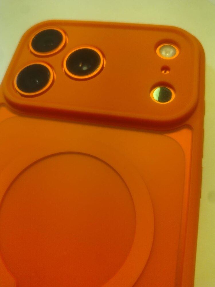 Husa cu decupaj mare, pentru IPhone 17 Pro Max, protectie completa, contur Portocaliu