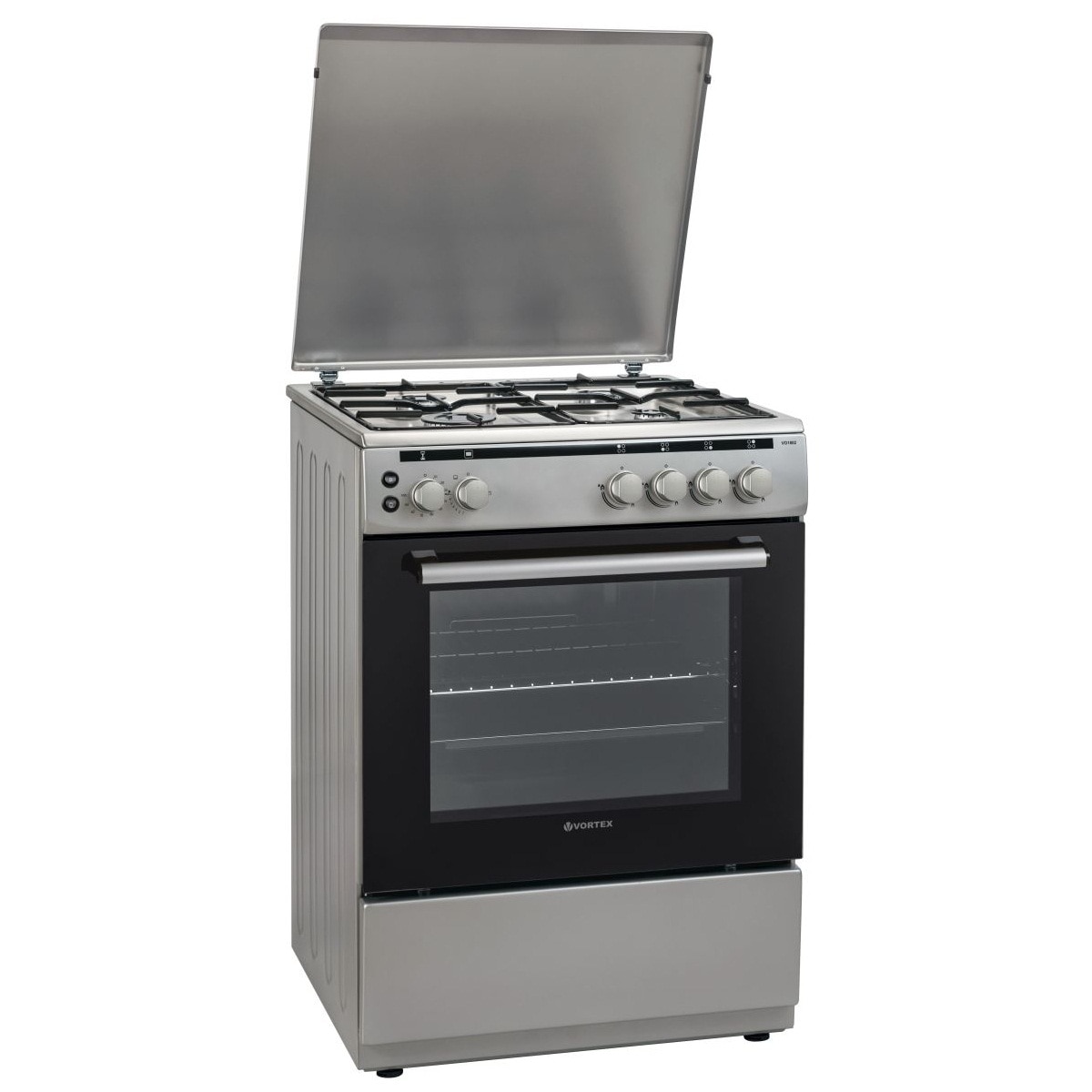 Aragaz VORTEX VO1802, 4 arzatoare, Gaz, L 60 cm, Grill, inox
