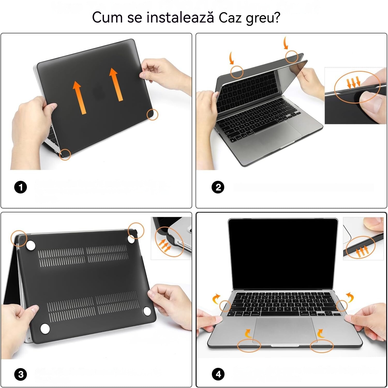Carcasa Glitter Hard Shell pentru MacBook Air 15 (2023/2024/2025) M Series (M4/M3/M2) (A2941/A3114/A3241), Husa & Protectie MacBook, Negru transparent