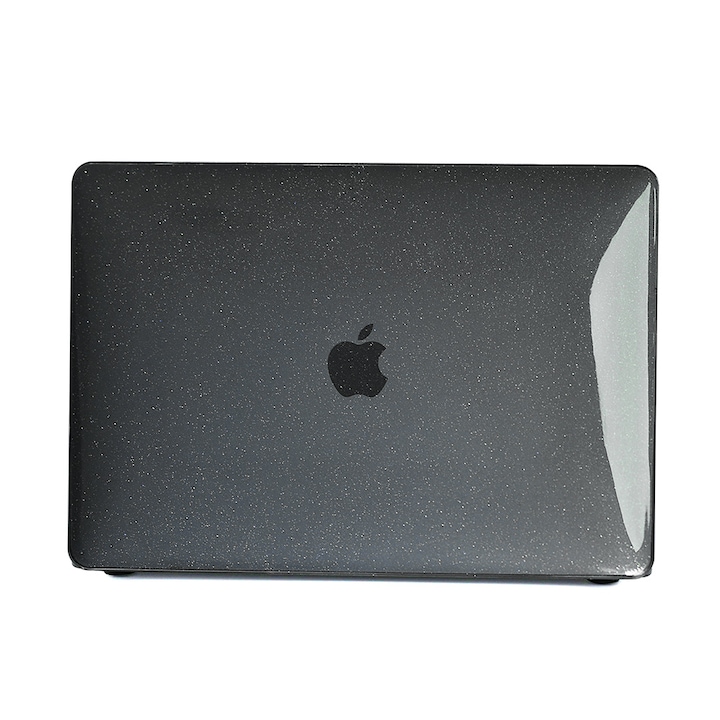 Carcasa Glitter Hard Shell pentru MacBook Air 15 (2023/2024/2025) M Series (M4/M3/M2) (A2941/A3114/A3241), Husa & Protectie MacBook, Negru transparent