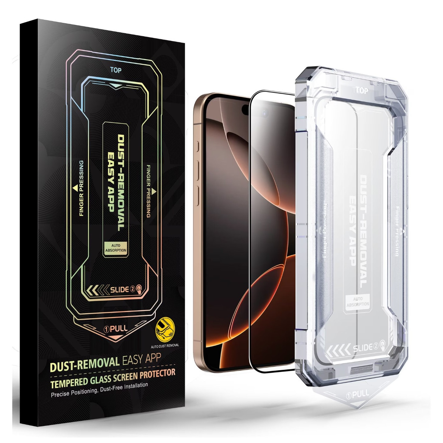 Folie sticla Privacy Rikbo pentru Iphone 16 Pro Max, Clear, Sticla securizata, 6.9"