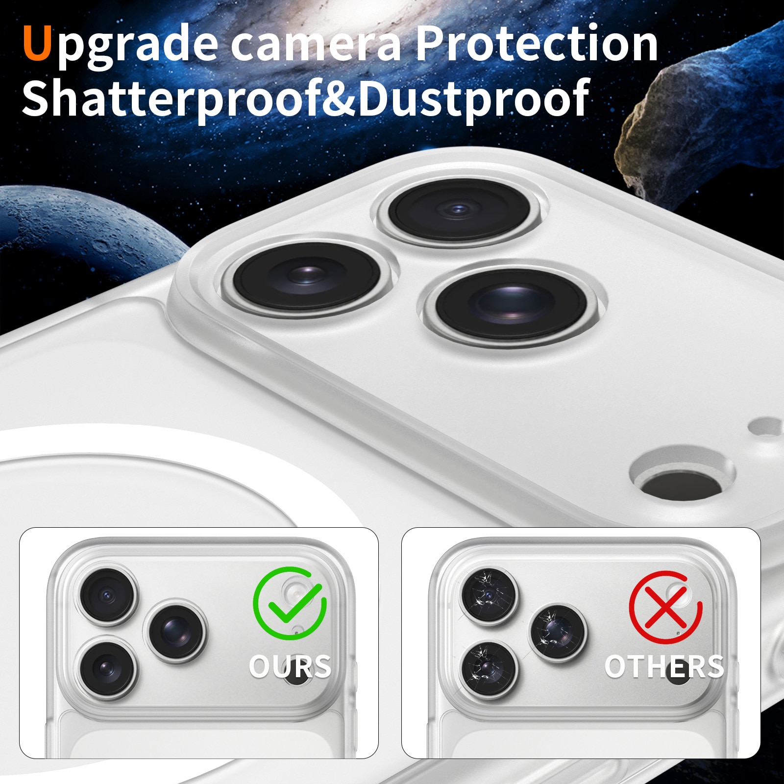Husa de protectie pentru iPhone 17 Pro Max, Omelivon, MagSafe, Protectie completa, Anti-Soc, Decupaje Precise, Incarcare Wireless, Alb Transparent