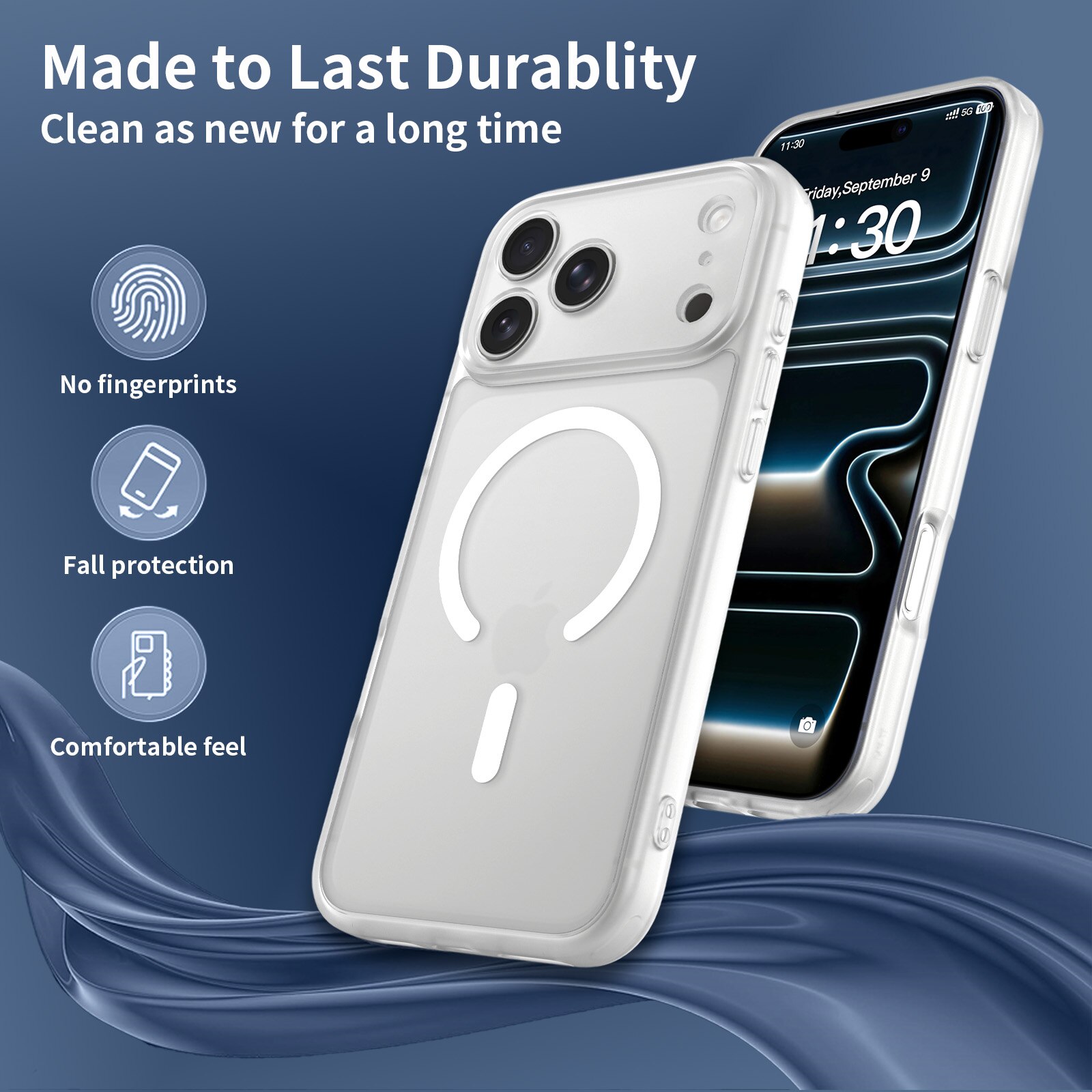 Husa de protectie pentru iPhone 17 Pro Max, Omelivon, MagSafe, Protectie completa, Anti-Soc, Decupaje Precise, Incarcare Wireless, Alb Transparent