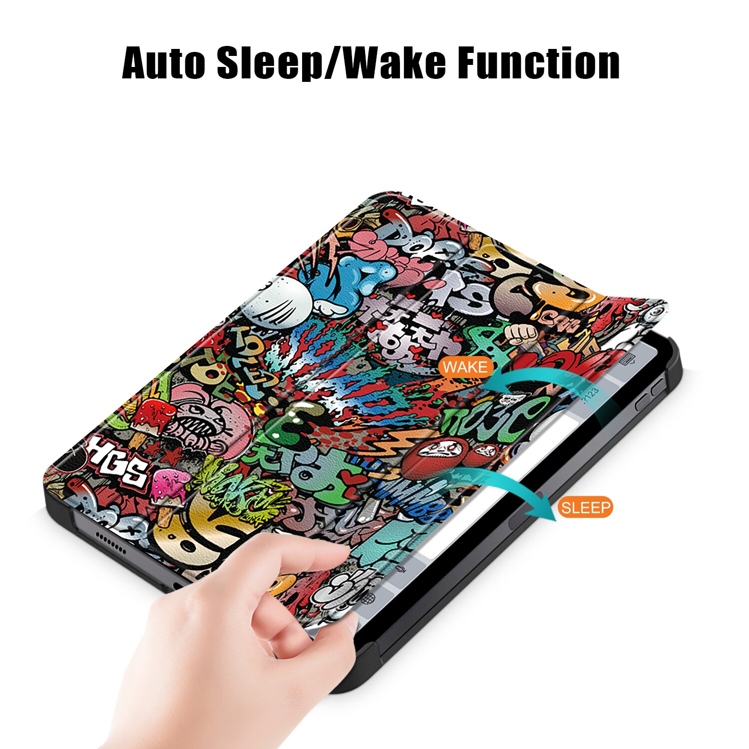 Husa de protectie premium Natty Pell, Compatibila Apple iPad 10 (2022), 10.9", Graffiti