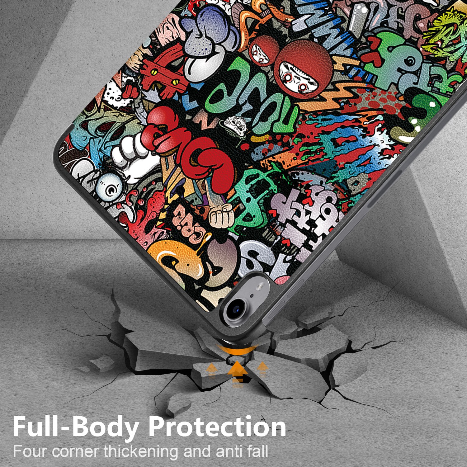 Husa de protectie premium Natty Pell, Compatibila Apple iPad 10 (2022), 10.9", Graffiti