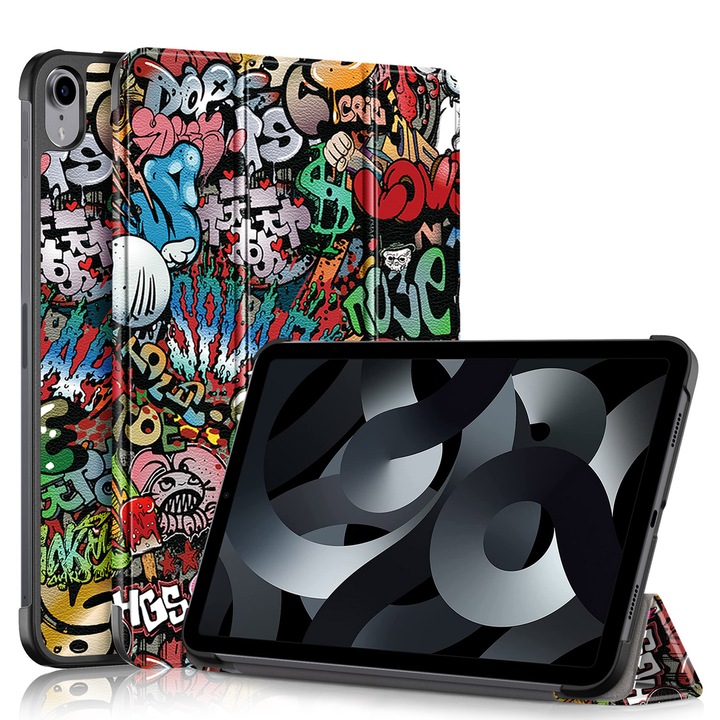 Husa de protectie premium Natty Pell, Compatibila Apple iPad 10 (2022), 10.9", Graffiti