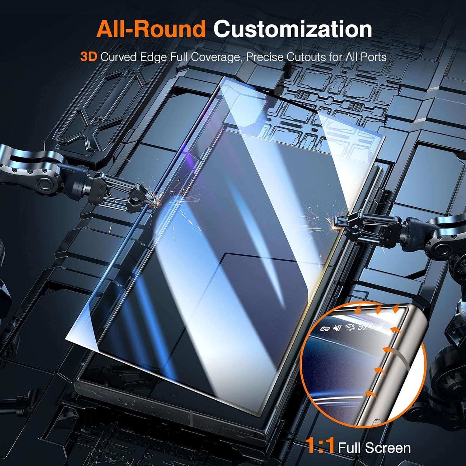 Set 2 folii sticla pentru Samsung Galaxy S24 ultra, Hggzeg, Folie sticla protectie telefon, Folie de inalta definitie, Cu dispozitiv de montare automata in 30 de secunde, 9H+, Tratament electronic oleofobic si anti amprente, Transparent