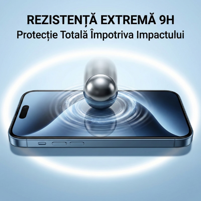 Set 2 Folii Sticla EasyArmour cu Aplicator pentru iPhone 16 Pro / 17, Instalare Usoara Fara Experienta, Margini Negre 3D, Full Glue, Sticla Securizata 9H, Protectie Ecran Anti-Soc, Kit Montaj Inclus, Fara Bule