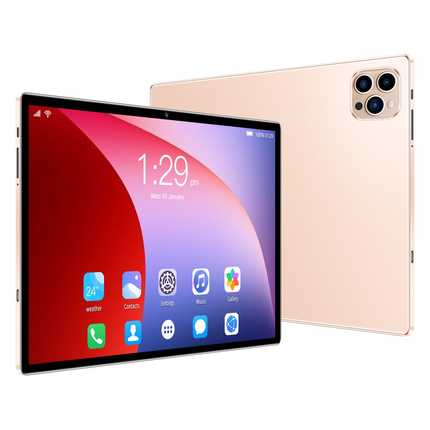 Tableta 10 inci, Android 13, MUMOYAN, Cu SIM, 12GB RAM, 128GB ROM, 1280x800 IPS, Camera dubla, Baterie de 6000mAh, Aur