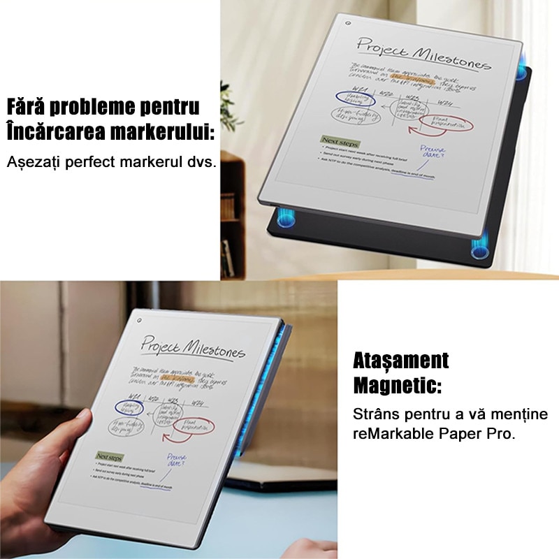 Husa tableta Rqiurpn pentru Remarkable Paper Pro 11.8", Design magnetic, Slim, Usor, Auto sleep/wake, Negru