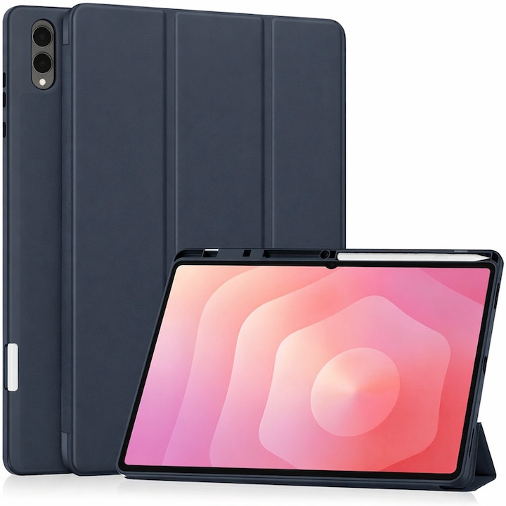 Husa tableta Flex Trifold, Dark Blue, protectie completa, compatibila Galaxy Tab S11 Ultra